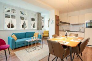 Wohn/Essbereich Ferienwohnung 13 Villa Eden Binz